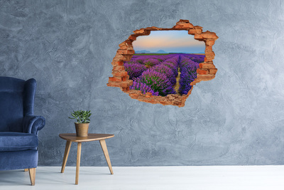 Grote 3D muursticker gat in de muur Lavendelvelden in de zon