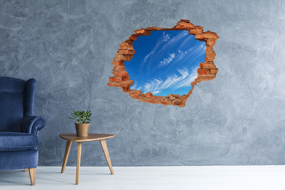 Grote 3D muursticker gat in de muur Hemel met wolken