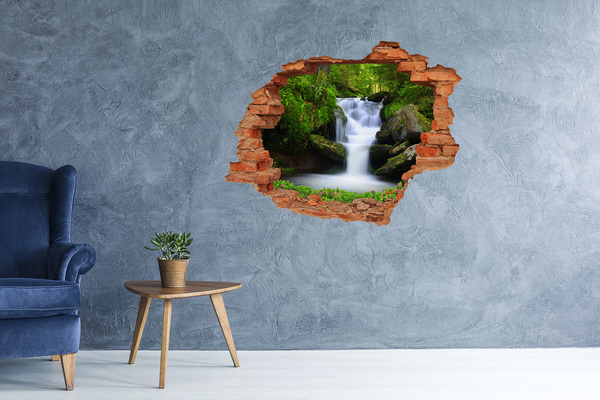 Vinyl muursticker 3D breekeffect Waterval in het bos