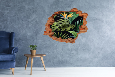 Grote 3D muursticker gat in de muur Tropische jungle achter de muur