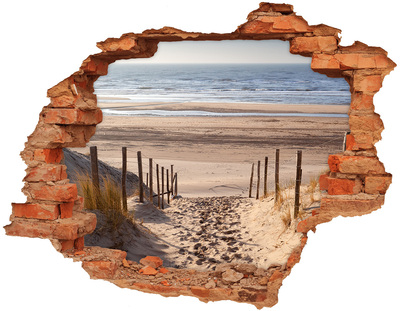 Grote 3D muursticker gat in de muur De weg naar het strand
