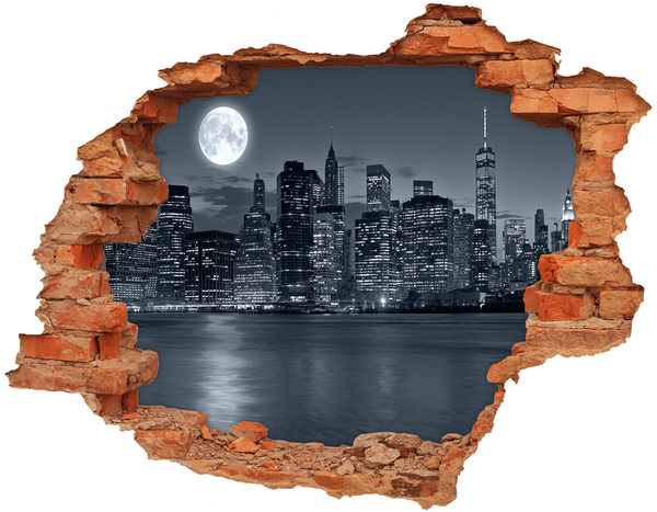 Grote 3D muursticker gat in de muur Uitzicht op New York