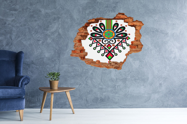 Vinyl muursticker 3D breekeffect Kleurrijk volkspatroon