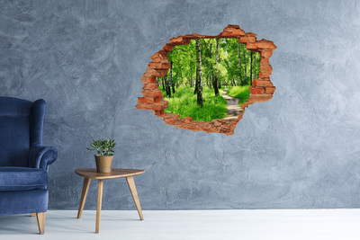 Grote 3D muursticker gat in de muur Groen bos in het zonlicht