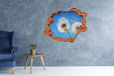 Vinyl muursticker 3D breekeffect Paardenbloemen in de blauwe lucht