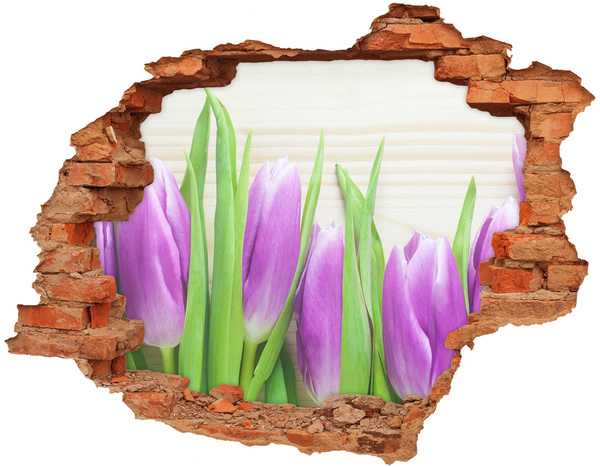 Grote 3D muursticker gat in de muur Bloemen in een gat in de muur