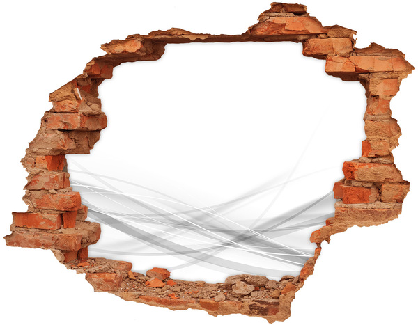 Grote 3D muursticker gat in de muur Een verwoeste muur die uitkijkt over de ruimte.