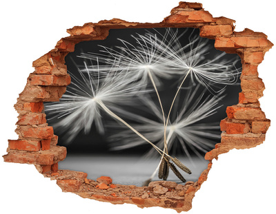 Vinyl muursticker 3D breekeffect Paardenbloemen in beton