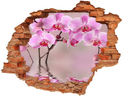 Grote 3D muursticker gat in de muur Orchidee in een gebroken muur