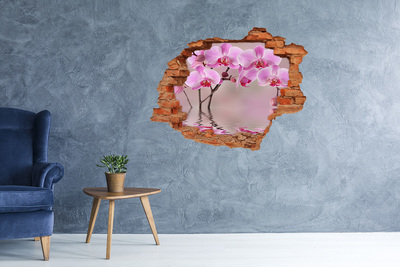 Grote 3D muursticker gat in de muur Orchidee in een gebroken muur