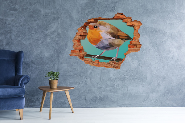 Vinyl muursticker 3D breekeffect Vogel in een gat in de muur