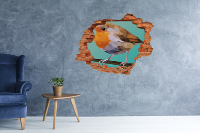 Vinyl muursticker 3D breekeffect Vogel in een gat in de muur