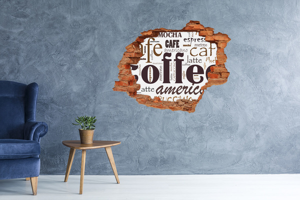 Grote 3D muursticker gat in de muur Koffie-oase