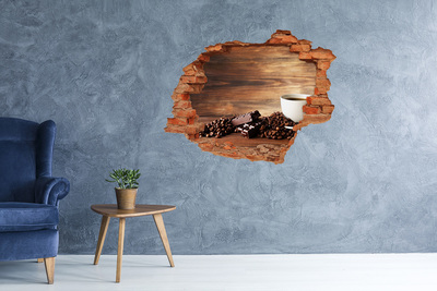 Vinyl muursticker 3D breekeffect Koffiehoekje met chocolade