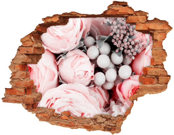 Grote 3D muursticker gat in de muur Een bloemenparadijs achter de muur.