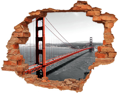 Vinyl muursticker 3D breekeffect De Golden Gate Bridge in San Francisco