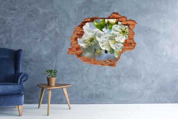 Vinyl muursticker 3D breekeffect Een bloemenparadijs achter de muur.