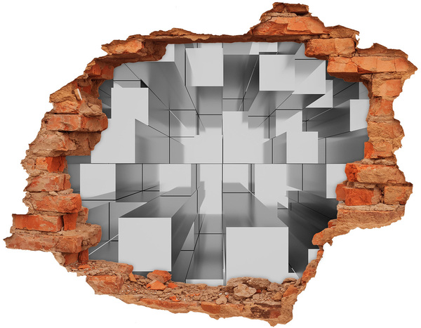 Vinyl muursticker 3D breekeffect Zwarte kubussen in 3D-ruimte