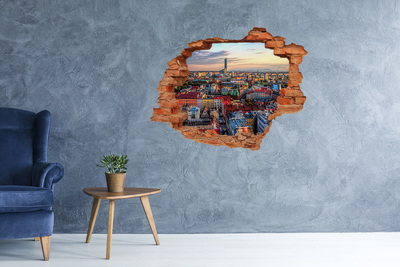 Grote 3D muursticker gat in de muur New York met uitzicht op het Vrijheidsbeeld.