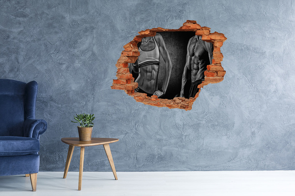 Grote 3D muursticker gat in de muur Een paard in een lavendelveld