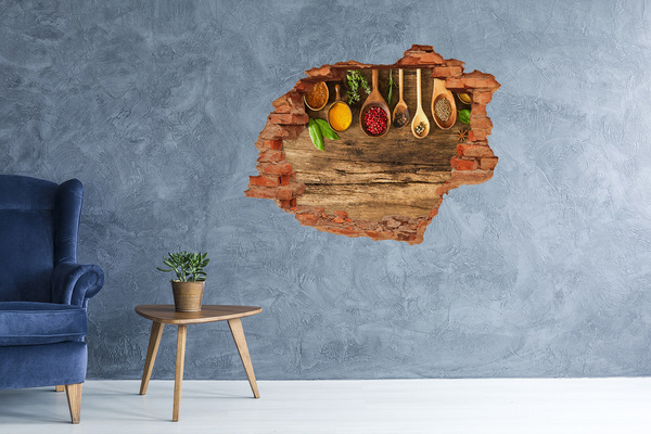 Grote 3D muursticker gat in de muur De hemel is vol wolken.