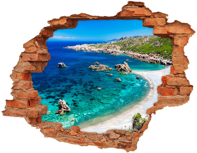 Vinyl muursticker 3D breekeffect Turquoise water in het gat