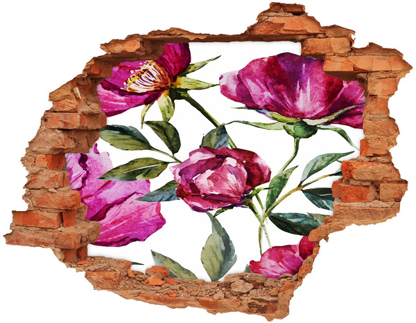 Grote 3D muursticker gat in de muur Hole in the Wall Bloemenmuurschildering