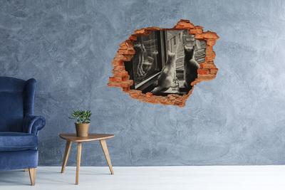 Grote 3D muursticker gat in de muur Luchthaven bij zonsondergang