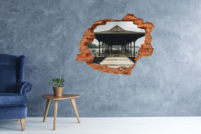 Grote 3D muursticker gat in de muur Beschadigde bakstenen muur