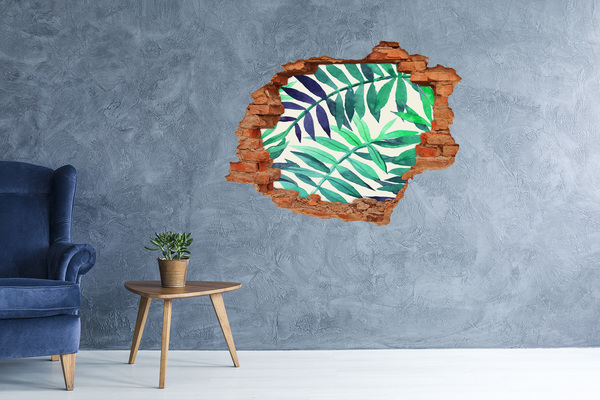 Vinyl muursticker 3D breekeffect Groene monstera in een betonnen gat