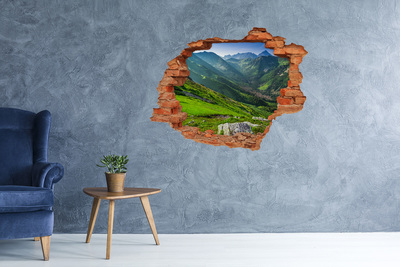 Grote 3D muursticker gat in de muur Berglandschap aan het meer