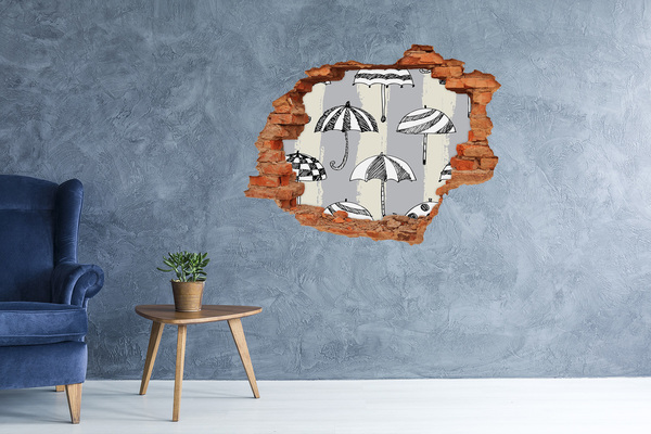 Vinyl muursticker 3D breekeffect Bloemenzicht door een gat in de muur