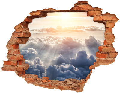 Vinyl muursticker 3D breekeffect Een rode fiets in een charmante straat.