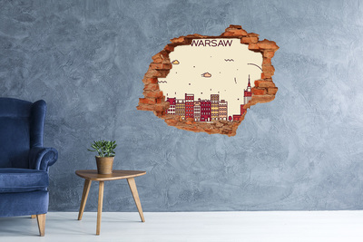 Grote 3D muursticker gat in de muur Uitzicht op de stad 's nachts