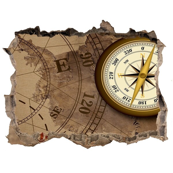 Vinyl muursticker 3D breekeffect Een rode fiets in een charmante straat.