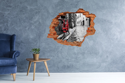 Grote 3D muursticker gat in de muur Groen bos in een gat in de muur