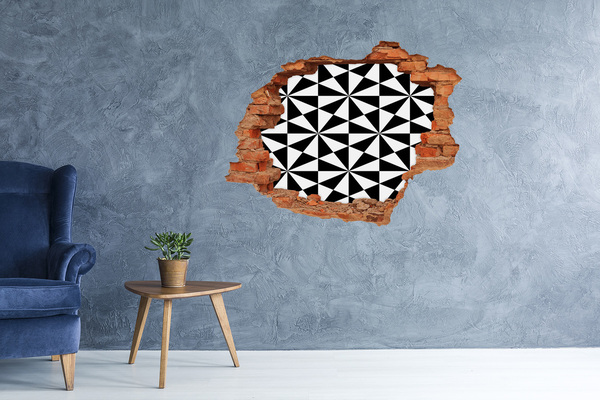 Vinyl muursticker 3D breekeffect Tropische bladeren in een gat in de muur