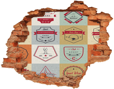 Grote 3D muursticker gat in de muur Orchideeën tegen een achtergrond van stenen.