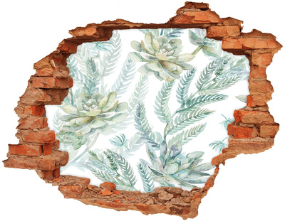 Grote 3D muursticker gat in de muur Een bloemenparadijs in paarse tinten.