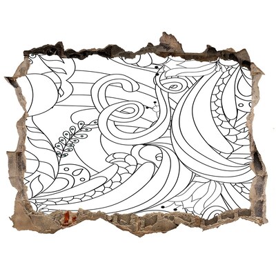 Zelfklevende muursticker 3D gat Gat in de muur Bloemenpatroon