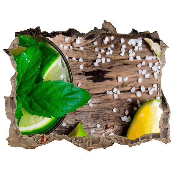 Wandsticker 3D doorkijk Een verfrissende cocktail met limoen.