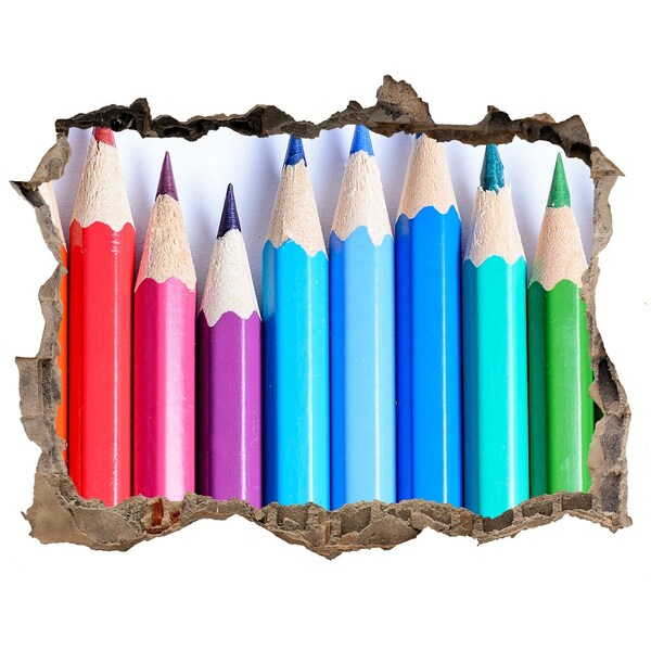 Wandsticker 3D doorkijk De kleurrijke wereld van kleurpotloden