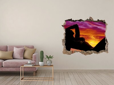 Zelfklevende 3D wandsticker illusie Zonsondergang boven de zee