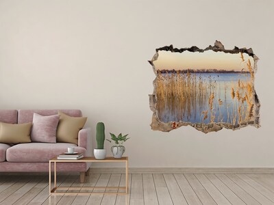 Zelfklevende 3D wandsticker illusie Baai met riet