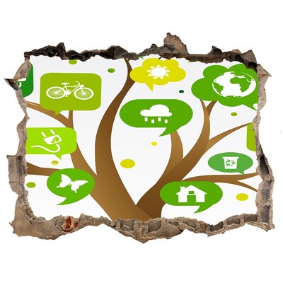 Zelfklevende 3D wandsticker illusie De groene wereld van de natuur