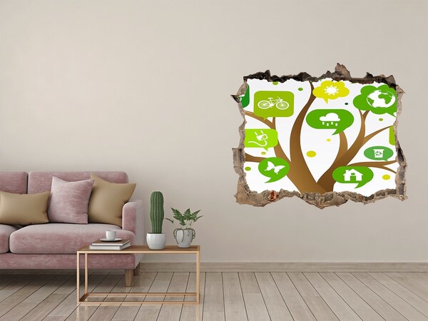 Zelfklevende 3D wandsticker illusie De groene wereld van de natuur