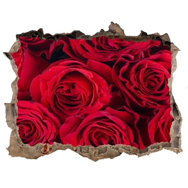 Zelfklevende muursticker 3D gat Rozen in een ingestorte muur