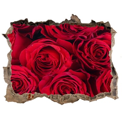 Zelfklevende muursticker 3D gat Rozen in een ingestorte muur