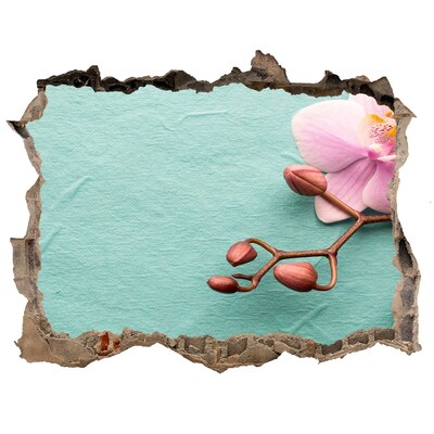 Zelfklevende 3D wandsticker illusie Orchideebloem in een beschadigde muur