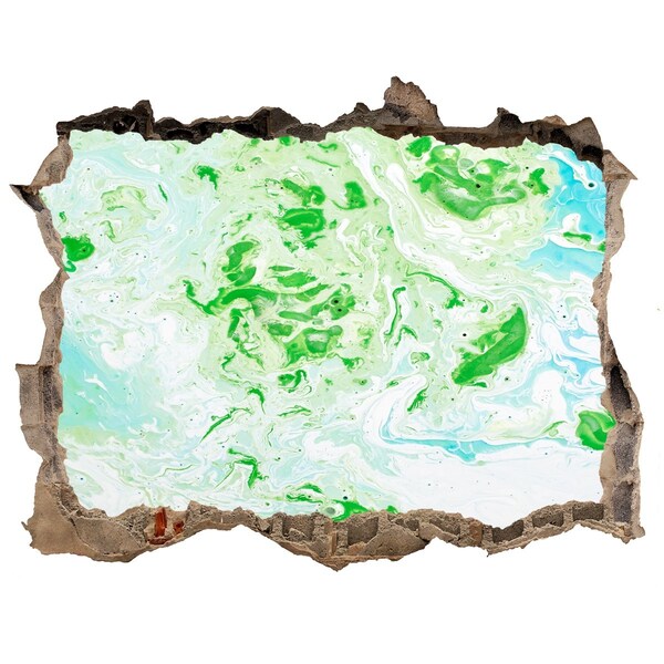 Wandsticker 3D doorkijk Een groene oase in een gat in de muur.